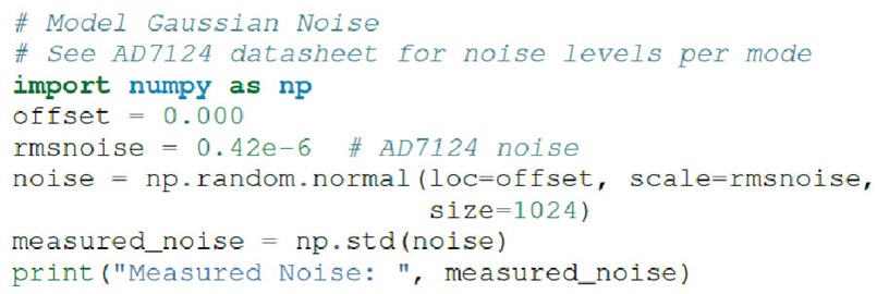 图 3. 使用 NumPy 对高斯噪声建模。