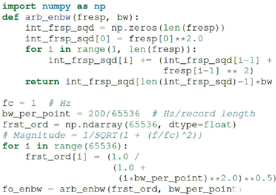 图 28. 计算有效噪声带宽的 Python 代码示例。