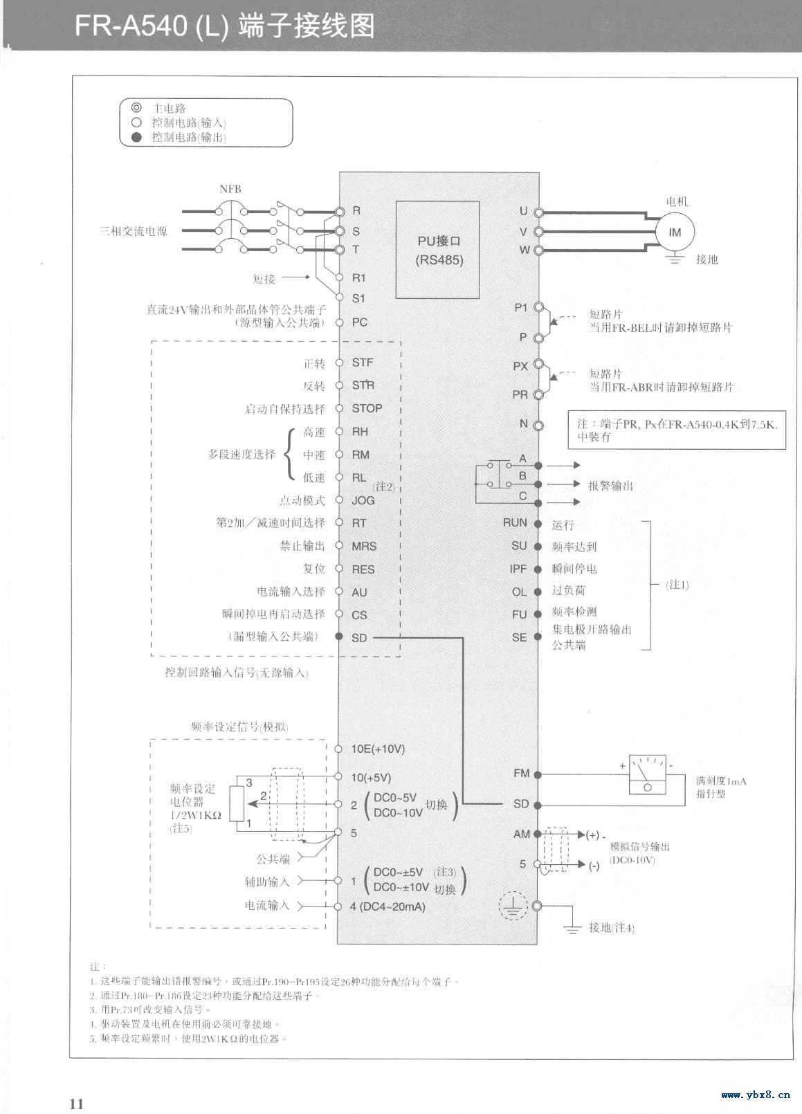 三菱FR-A540典型接线图