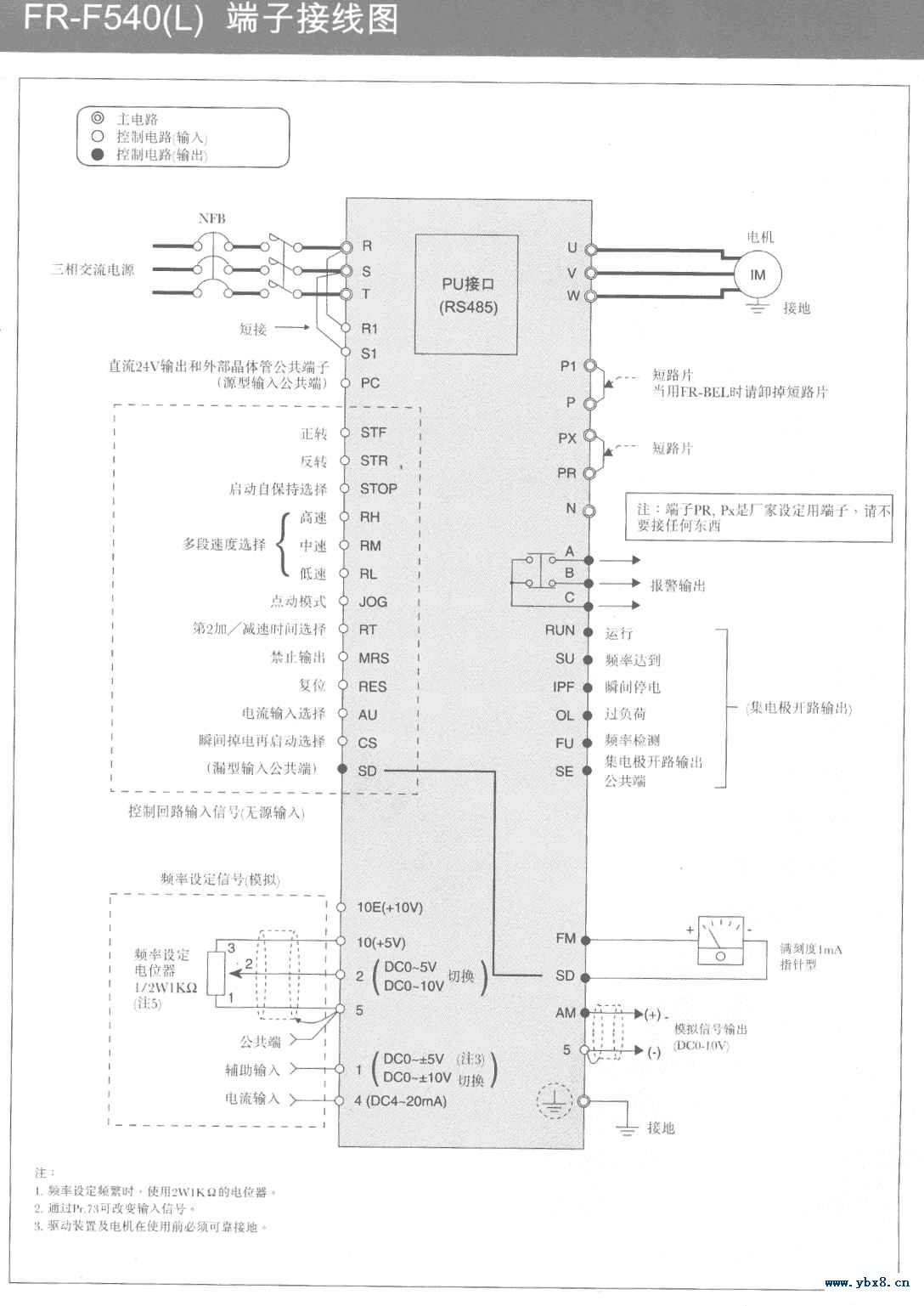 三菱FR-F540变频器典型接线图
