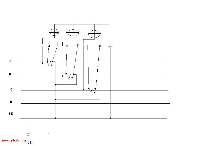 三相电能表经电流互感器的接线图