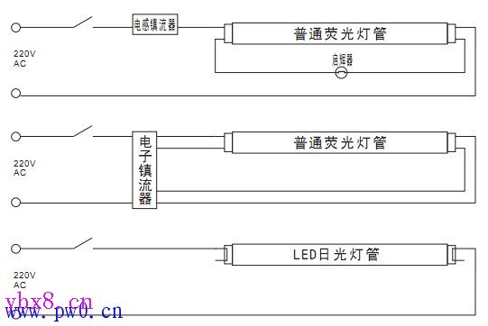 led荧光灯管接线图图片