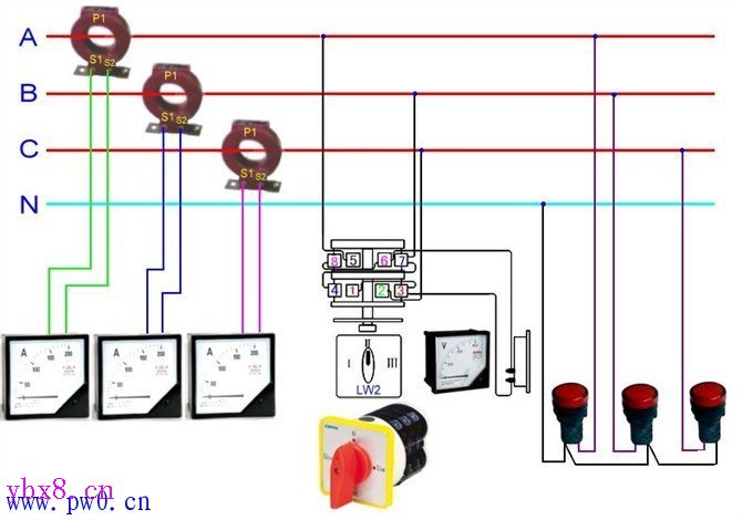 单相、三相电能表配互感器接线图