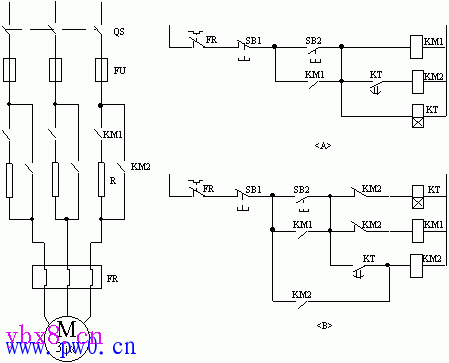 串电阻（或电抗）降压起动控制线路
