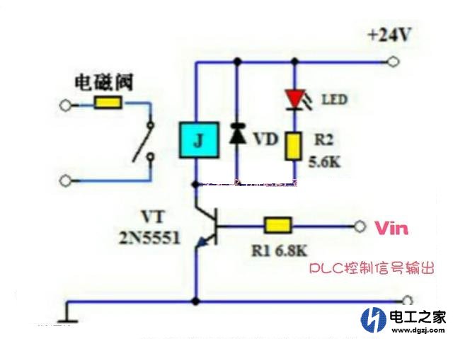 PLC控制电磁阀电路原理图