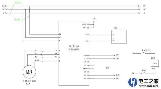 三菱FX系列PLC与伺服驱动器的接线图